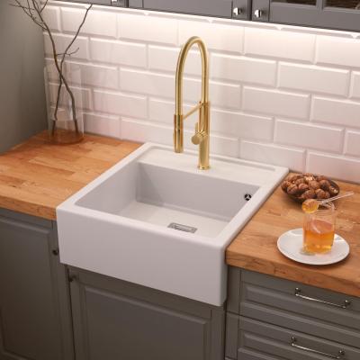 Graniteland Arno Granitowy Biały Zlew nakładany 582x620mm z kwadratowym korkiem ze stali nierdzewnej 1208970604.