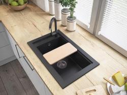 Graniteland Magra Granit czarny arduin kamień twardy Zlew nakładany 686x427 mm z otworem na kran i korkiem ze stali nierdzewnej 1208970615