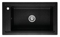 Graniteland Magra Granit czarny arduin kamień twardy Zlew nakładany 686x427 mm z otworem na kran i korkiem ze stali nierdzewnej 1208970615