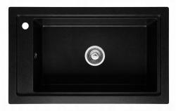 Graniteland Magra Granitowy Czarny Zlew nawierzchniowy 686 x 427 mm z otworem na kran i stalową wtyczką RVS 1208970616