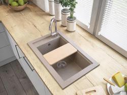 Graniteland Magra Granitowy Szary Zlew nawierzchniowy 686 x 427 mm z otworem na kran i korkiem ze stali nierdzewnej 1208970618