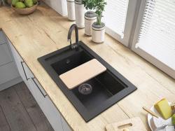 Graniteland Magra Granit Antracyt Złoto Zlew montowany 686 x 427 mm z otworem na kran i korkiem ze stali nierdzewnej 1208970623