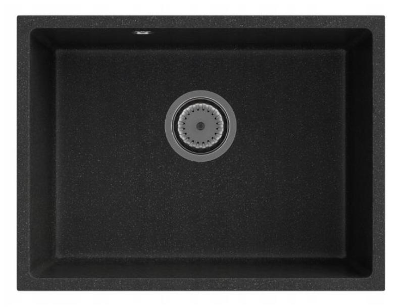 Graniteland Solo Granit czarny Wapienny wygląd Zlewozmywak podwieszany 535x400 mm z korkiem ze stali nierdzewnej 1208970638
