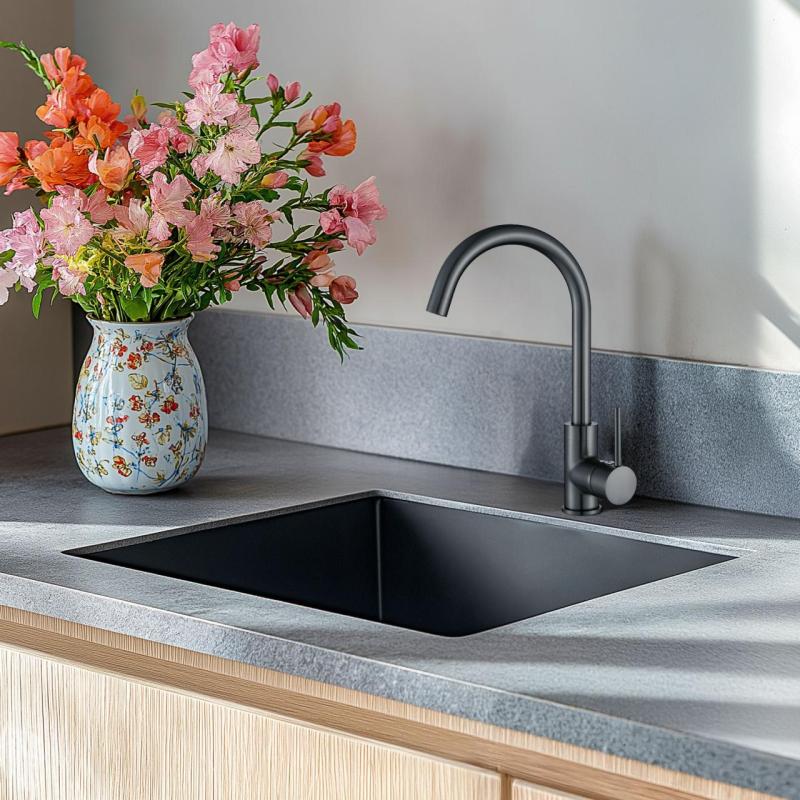 Ausmann Arvia Gun metal PVD kran kuchenny z obrotowym wylewem 1208970641