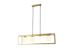 OUTLET Ramka Uszkodzona Dekor Avelin lampa wisząca z złotą prostokątną ramką szerokość 80 cm 2287