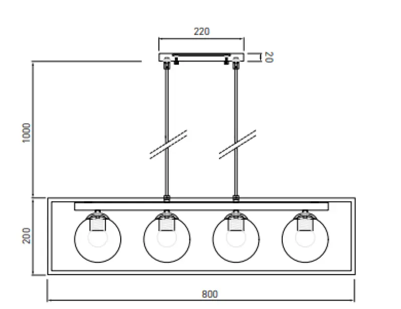 OUTLET Ramka Uszkodzona Dekor Avelin lampa wisząca z złotą prostokątną ramką szerokość 80 cm 2287
