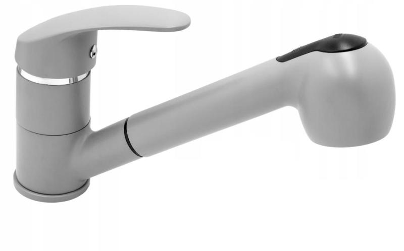 Graniteland Rhea Bateria Kuchenna Szara z Wyciąganą Wylewką i Ręcznym Prysznicem z Podwójną Funkcją 1208970656