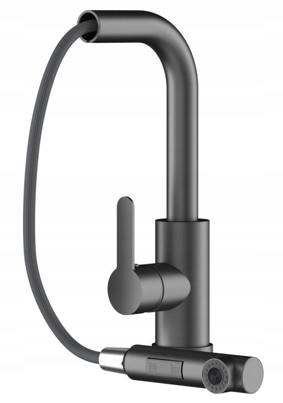 Graniteland Celeste Batería kuchenna Gun Metal z wyciąganą wylewką i podwójną funkcją słuchawki prysznicowej 1208970666