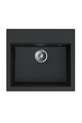 Dura Stretto Czarny Kwarcowy Zlew 56x51 cm z Korkiem ze Stali Nierdzewnej i Otworem na Kran 1208970690