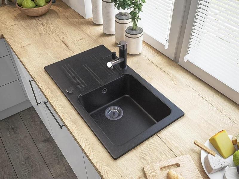 Graniteland Ceres Bateria Kuchenna Wygląd Kamienia Twardego z Wysuwaną Wylewką i Dwufunkcyjną Rączką Natrysku 1208970706