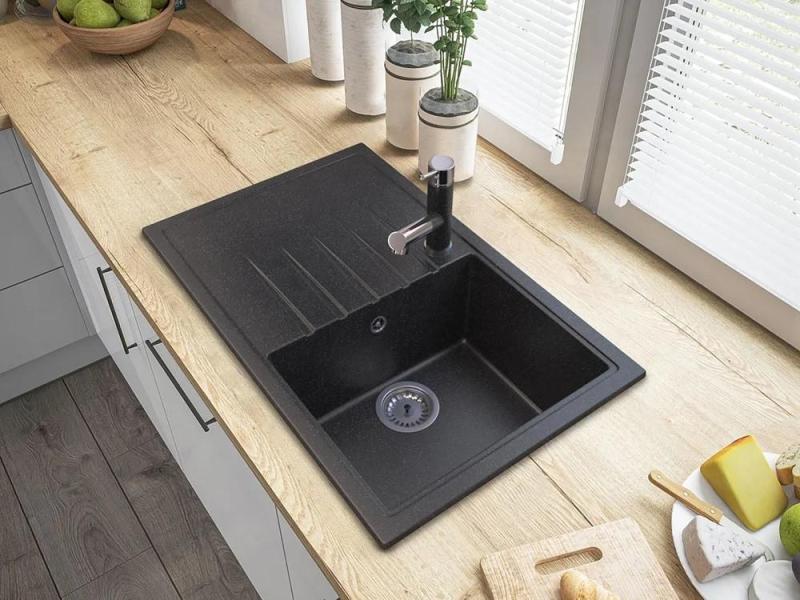 Graniteland Ceres Bateria Kuchenna Wygląd Kamienia Twardego z Wysuwaną Wylewką i Dwufunkcyjną Rączką Natrysku 1208970706