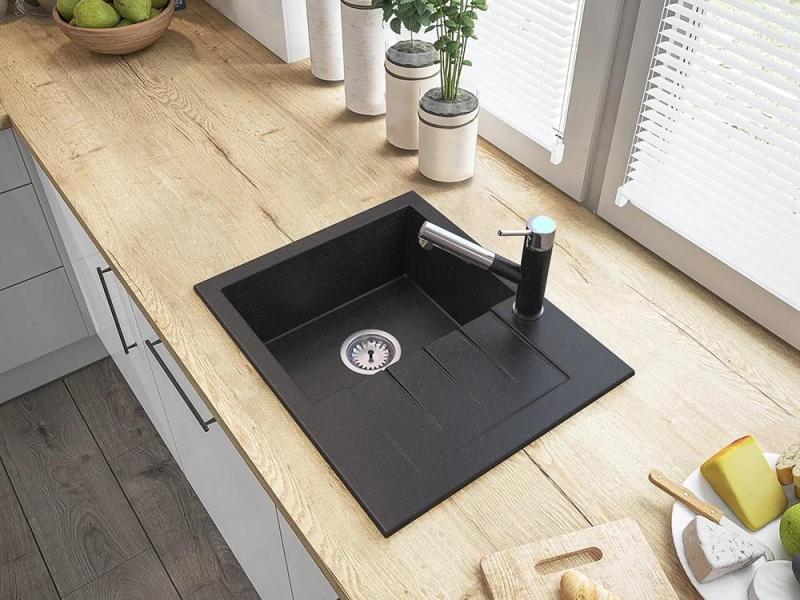 Graniteland Ceres Bateria Kuchenna Wygląd Kamienia Twardego z Wysuwaną Wylewką i Dwufunkcyjną Rączką Natrysku 1208970706