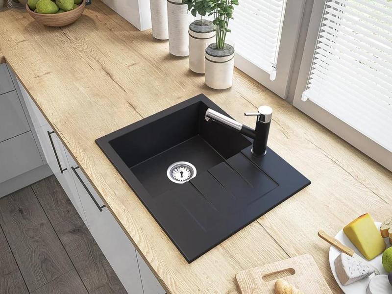 Graniteland Ceres Kran kuchenny Czarny z Wyciąganą Wylewką i Dwufunkcyjnym Prysznicem Ręcznym 1208970707