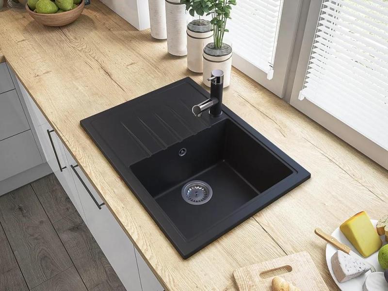 Graniteland Ceres Kran kuchenny Czarny z Wyciąganą Wylewką i Dwufunkcyjnym Prysznicem Ręcznym 1208970707