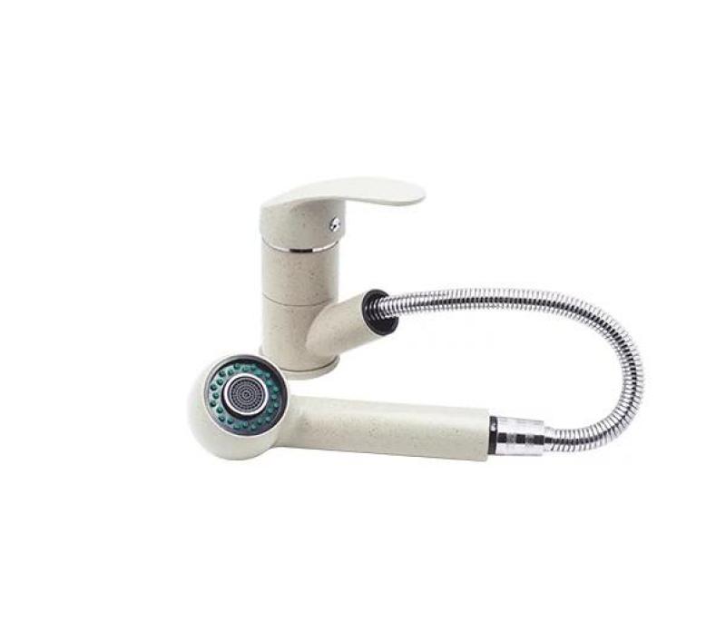 Graniteland Rhea Kran kuchenny Beżowy piasek z Wyciąganą Wylewką i Dwufunkcyjnym Prysznicem ręcznym 1208970713