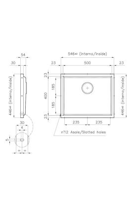 Foster Phantom Base RVS Podstawa Blat Roboczy Zlew 50x40cm do Wbudowania w Ceramikę, Kamień Naturalny i Powierzchnie Stałe o grubości 12mm 1208970720
