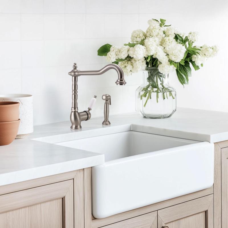 Ausmann Ceramic Mira Ceramiczna Biała Zlewozmywak - Podwieszany i Wpuszczany 590 x 458 mm z Korekiem ze Stali Nierdzewnej 1208970733