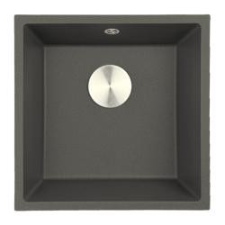GraniteMy Universal Granit Szary, ciemny Zlew 40x40 cm Montaż nawierzchniowy, podtynkowy i równy z korkiem ze stali nierdzewnej 1208970742