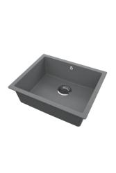 GraniteMy Universal Granit Szary, ciemny Zlew 50x40 cm Montaż nawierzchniowy, podtynkowy i płaski z korkiem ze stali nierdzewnej 1208970744