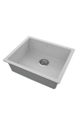 GraniteMy Universal Granitowy Szary Zlew 50x40 cm, Montaż na Wierzchu, Montaż na Spodzie i Montaż Płaski z Wtyczką ze Stali Nierdzewnej 1208970745