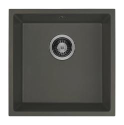 GraniteMy Universal Granit Szary, ciemny Zlew 40x40 cm Montaż na wierzchu, montaż od spodu i montaż równy z Gun Metalową wtyczką 1208970746
