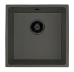 GraniteMy Universal Granit Szary, ciemny Zlew 40x40 cm Montaż nawierzchniowy, podwieszany i płaski z Czarnym Korkiem 1208970747