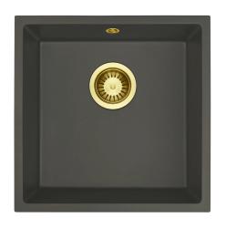 GraniteMy Universal Granit Szary, ciemny Zlew 40x40 cm Montaż powierzchniowy, podtynkowy i równy z Złotym Korkiem 1208970748