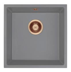 GraniteMy Universal Granitowy Szary Zlew 40x40 cm, Montaż Nawierzchniowy, Podwieszany i Płaski z Miedzianą Wtyczką 1208970753