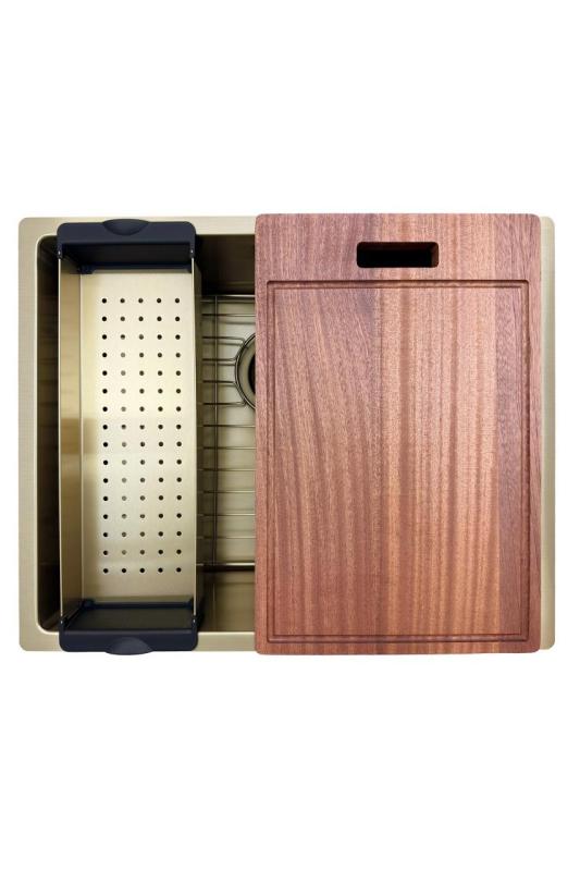 Pure.Sink Prestige Zestaw kombinacyjny Złoty zlew 50x40 cm z Złotym Kranem Kuchennym 1208970764