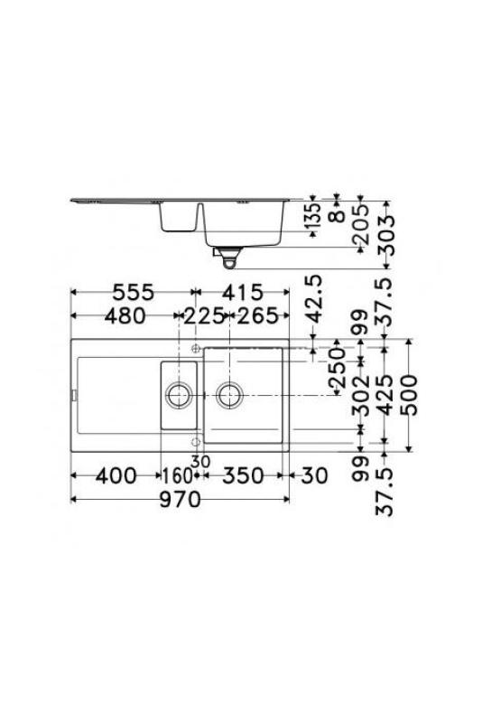 Franke Maris MRG 651 Fragranite Matowy Czarny 1,5 Zlew 97 x 50 cm Montaż z Obszarem Ociekającym 114.0628.993
