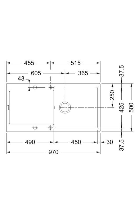 Franke Maris MRG 611-97 Fragranite Matowy Czarny Zlew 97 x 50 cm Montaż z Kącikiem do Odpływu 114.0628.967