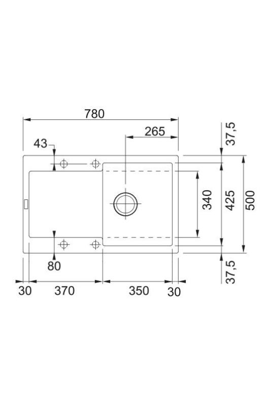 Franke Maris MRG 611-78 Fragranite Matowy Czarny Zlew 78 x 50 cm Montaż z Obszarem Odpływowym 114.0628.968