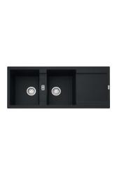 Franke Maris MRG 621 Fragranite Mat Czarny Podwójna Zlew 116 x 50 cm Montaż z Obszarem Odpływowym 114.0628.970