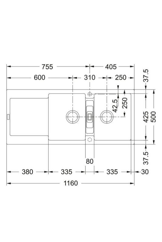 Franke Maris MRG 621 Fragranite Mat Czarny Podwójna Zlew 116 x 50 cm Montaż z Obszarem Odpływowym 114.0628.970