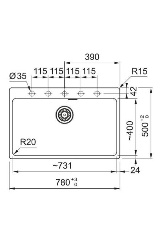 Franke Maris MRG 610-70 TL Fragranite Matowy Czarny Zlew 78 x 50 cm Montaż z Otworem na Kran 114.0668.727