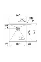 Franke Bolero Plus New R10 B2X 210-40-40 RVS Zlewozmywak montażowy podblatowy i nadblatowy 40x40 cm 127.0728.976