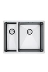 Franke Bolero Plus Nowy R10 B2X 260-34-16 BR 1,5 Podwójny Zlew ze Stali Nierdzewnej do Montażu Równoległego, Podtynkowego i Nadblatowego 56x45 cm 127.0733.338
