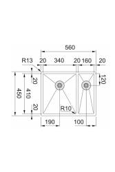 Franke Bolero Plus New R10 B2X 260-34-16 BL 1,5 Półtora RVS Zlew montażowy, podtynkowy i nadbudowa 56x45 cm 127.0733.339