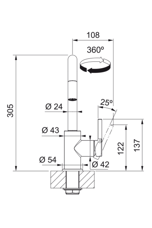 Franke Lina U Kran kuchenny Czarny Wyciągany Wylewka 115.0728.477