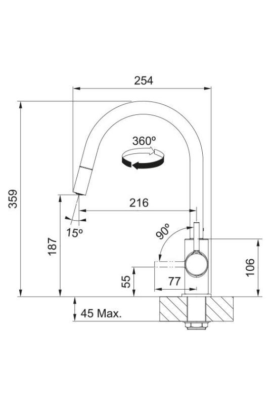 Franke Lina Kuchenny Mikser Chrom z Wyciąganym Prysznicem Ręcznym 115.0693.229