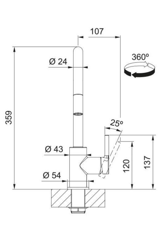 Franke Lina Kuchenny Mikser Chrom z Wyciąganym Prysznicem Ręcznym 115.0693.229