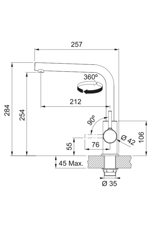 Franke Lina L Kran kuchenny z obrotową wylewką Chrom 115.0693.230