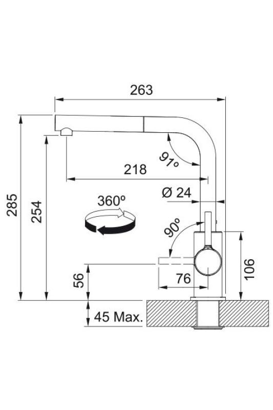 Franke Lina L Kran kuchenny Onyx z Wyciąganą Wylewką 115.0728.484