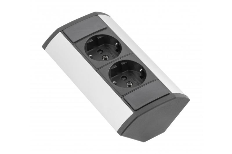 Mini przedłużacz narożny z gniazdami Schuko 230 V 16 A