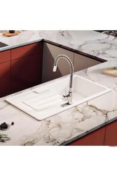 Ausmann Ceramic Sylva Ceramiczny Biały Zlew Nakładany z Obszarem Odprowadzania Wody 1000 x 500 mm 1208971124