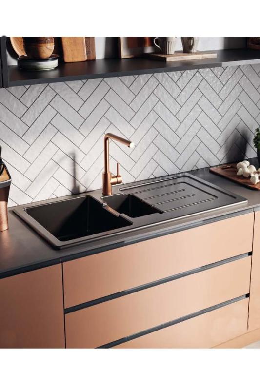 Ausmann Ceramic Sylva 1,5 Ceramiczny czarny matowy zlew z obszarem ociekającym 1000 x 500 mm 1208971127