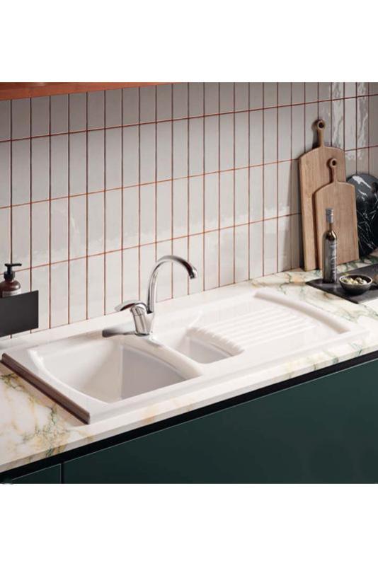 Ausmann Ceramic Crest 1,5 Ceramiczny Biały Zlew z Obszarem Ociekania 995 x 497 mm 1208971131