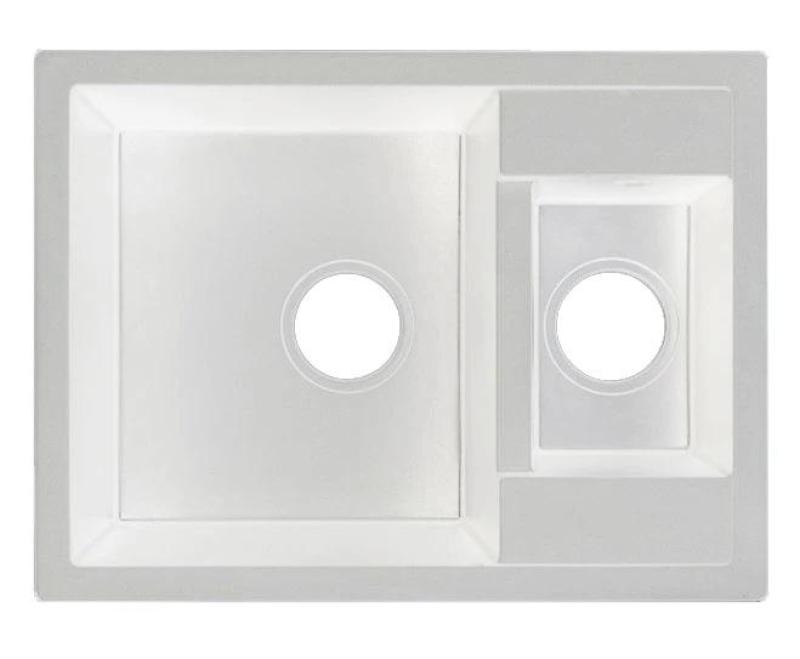 GraniteMy Smart extra płytkie 1,5 granitowe białe zlew montowane na wierzchu 58x44cm z miedzianą wtyczką 1208970052