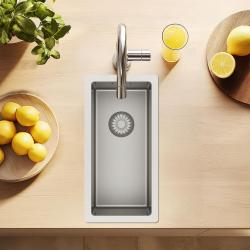 Pure.Sink Exclusivo mały zlewozmywak ze stali nierdzewnej 18x40 cm, promień 10mm, montaż podblatowy, równoległy i nadblatowy PEX1840-02