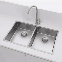 Pure.Sink Prestige Podwójny zlewozmywak ze stali nierdzewnej 70x40 cm, promień 10 mm, montaż podblatowy, równoległy i górny PPG343440-02